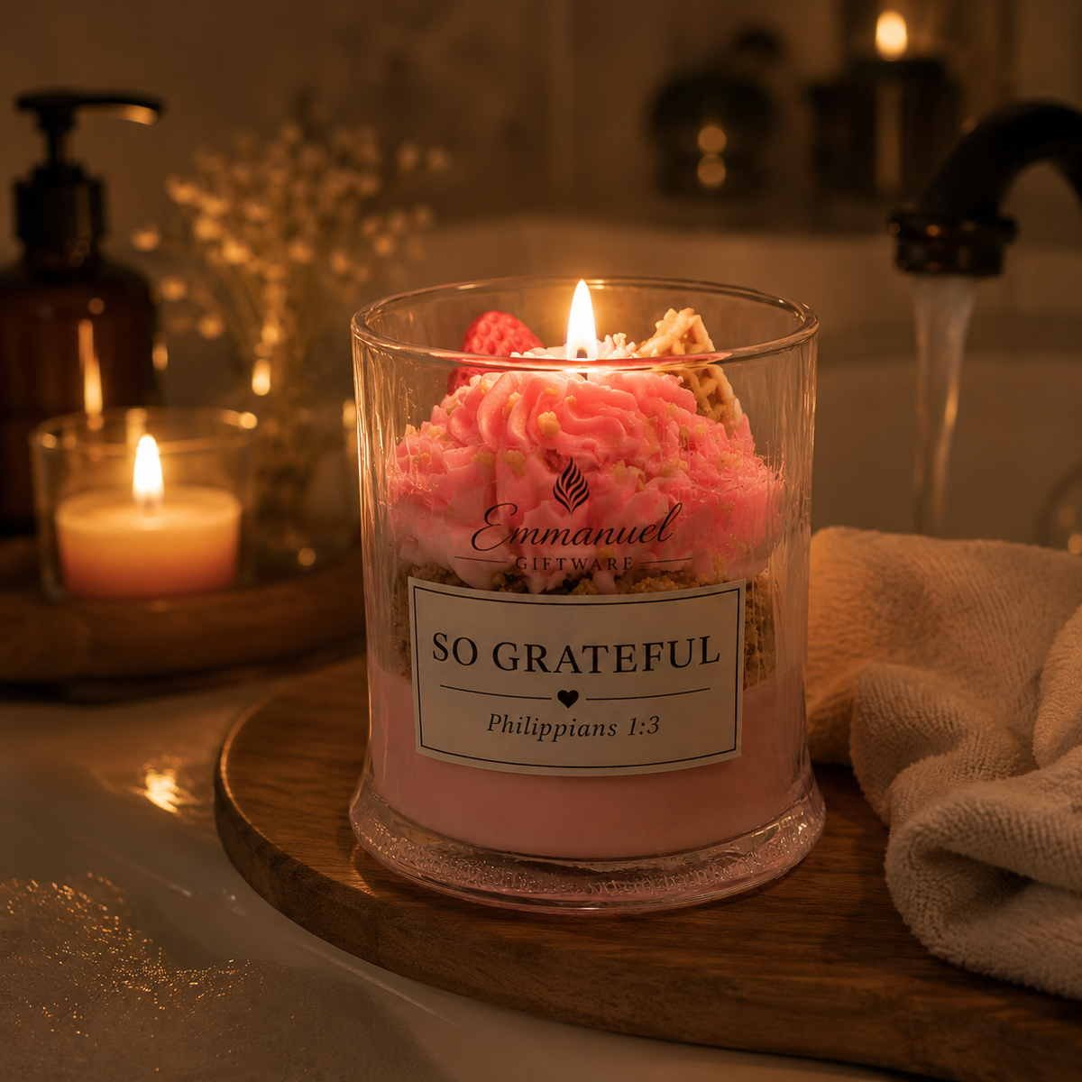 Dessert-Inspired, Strawberry Cream Waffle, Scented Candle