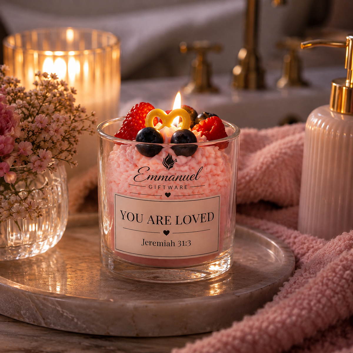 Dessert-Inspired, Berries in Strawberry Mousse, Scented Candle