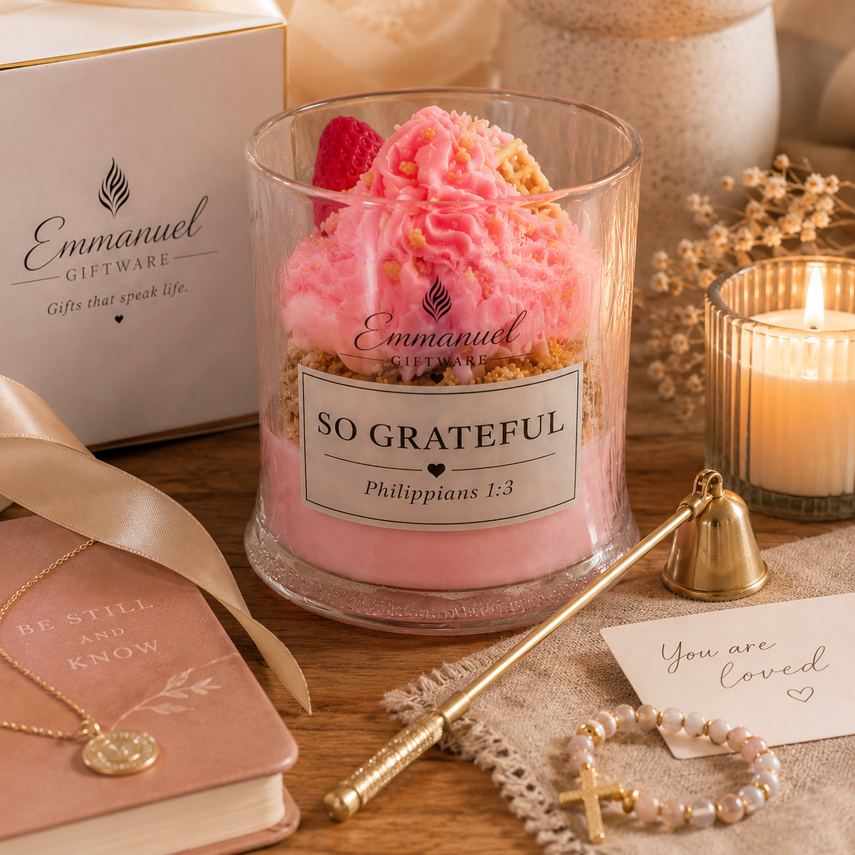 Dessert-Inspired, Strawberry Cream Waffle, Scented Candle