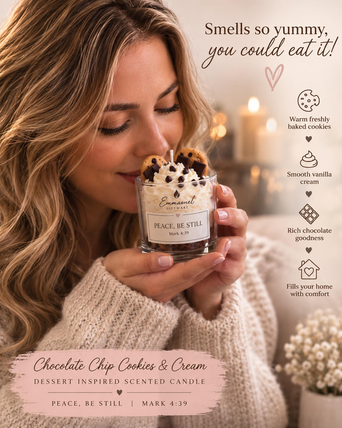 Dessert Inspired - Chocolate Chip Cookies & Cream, Scented Candle