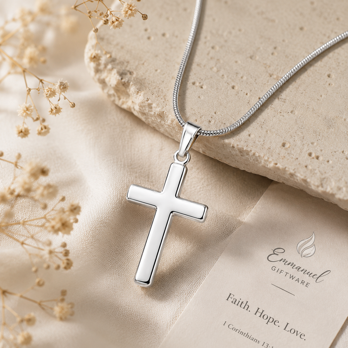 Emmanuel Classic 925 Sterling Silver Necklace Cross Necklace